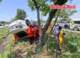 Three survive horrific Korat rollover crash, rushed to hospital