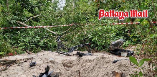 Russian siblings’ motorbike found buried in Pattaya forest after suspects flee scene