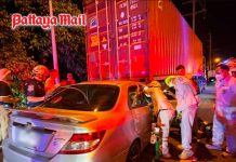 Roadside crash in East Pattaya leaves factory worker trapped in wrecked car