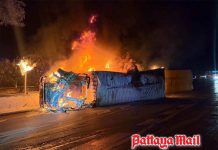 Truck driver killed after fiery crash on Highway 304 in Prachin Buri