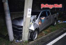 Motorcycle rider dies after pickup hits bike, power pole in Samut Prakan