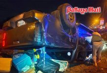 Pickup overturns in Korat before dawn, six injured in crash