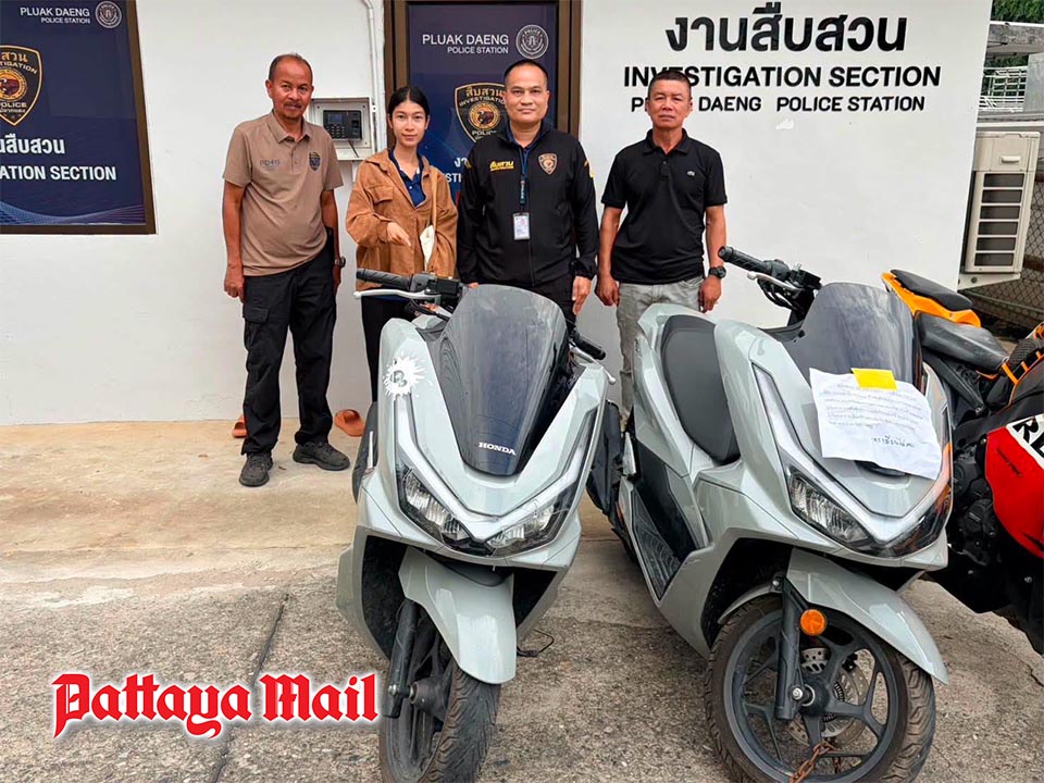 Pluak Daeng Police recover 11 stolen motorcycles from Cambodian theft gang