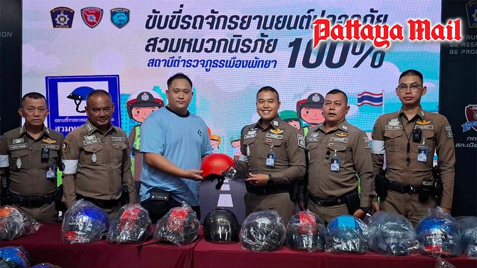 Let safety lead the way on Pattaya roads, business donates 100 helmets