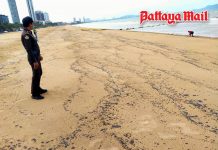 Mystery oil slick cleaned up from Pattaya’s Jomtien Beach