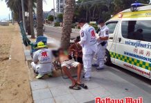 Jomtien Beach rescue team rushes man to hospital after breathing trouble