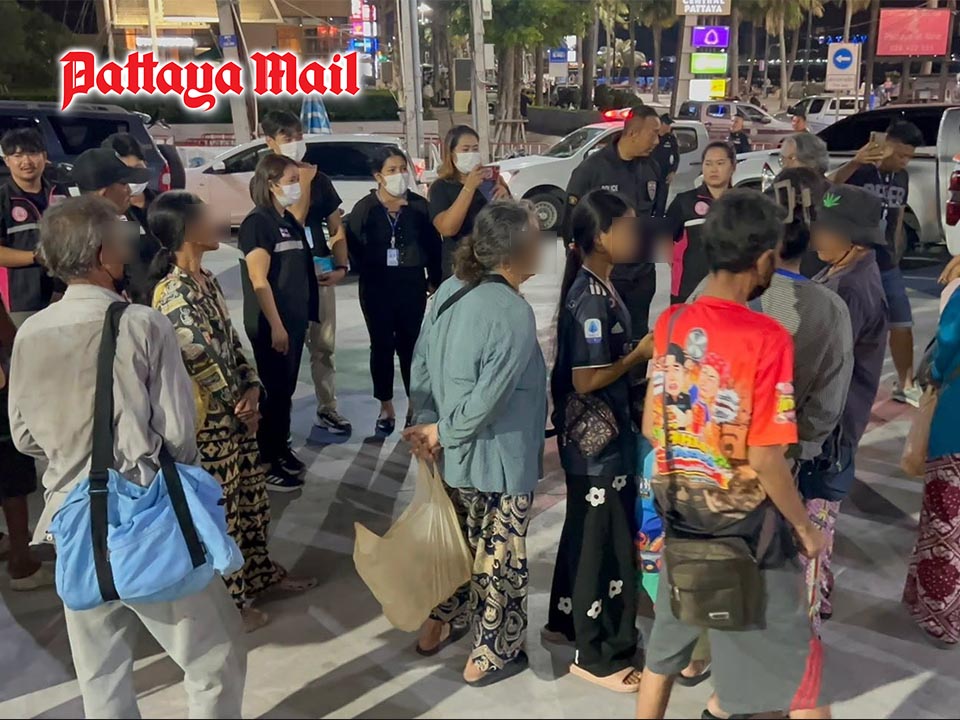 Pattaya sweep finds 17 Cambodian beggars, 8 Thai homeless begging while drunk