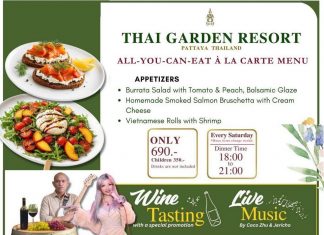 Unlimited À La Carte Dinner at Thai Garden Resort Pattaya on 15 August