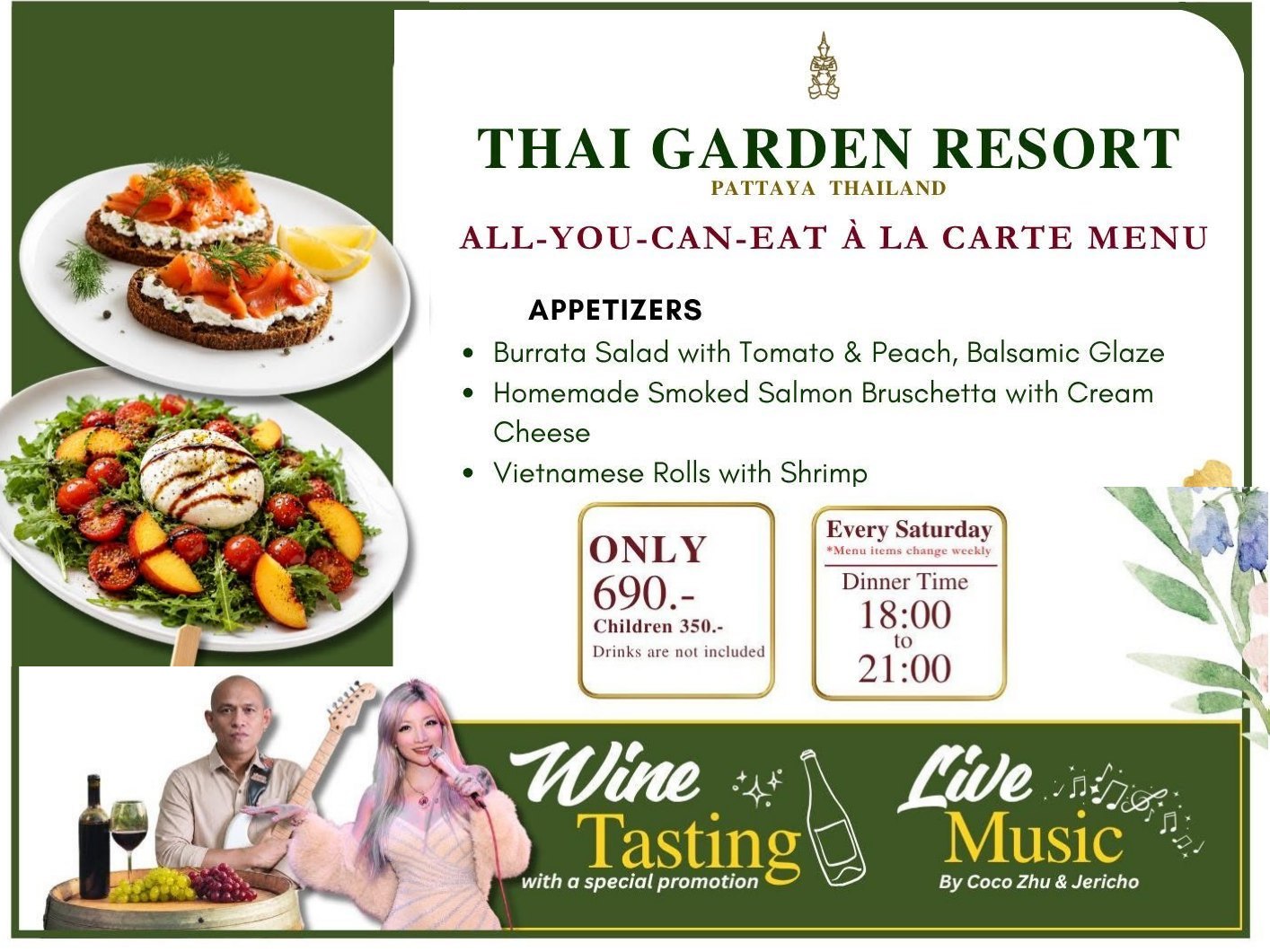 Unlimited À La Carte Dinner at Thai Garden Resort Pattaya on 15 August