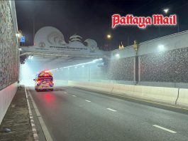 Pattaya tunnel filled with smoke before dawn, forcing emergency closure