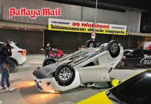 Driver falls asleep at wheel and flips car on South Pattaya Road