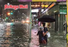Pattaya’s Central Road swamped by overnight storm