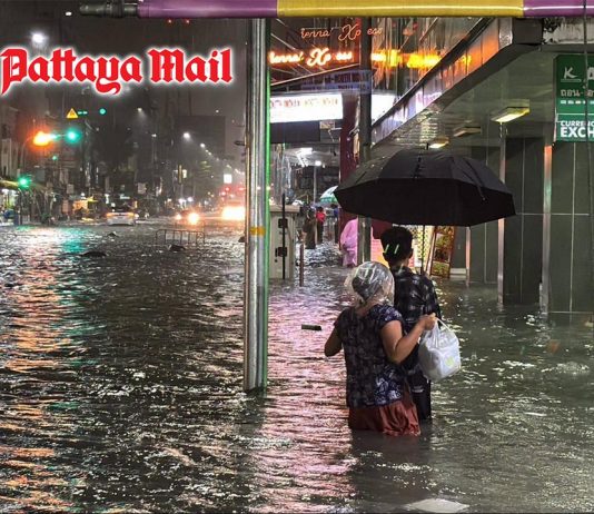 Pattaya’s Central Road swamped by overnight storm