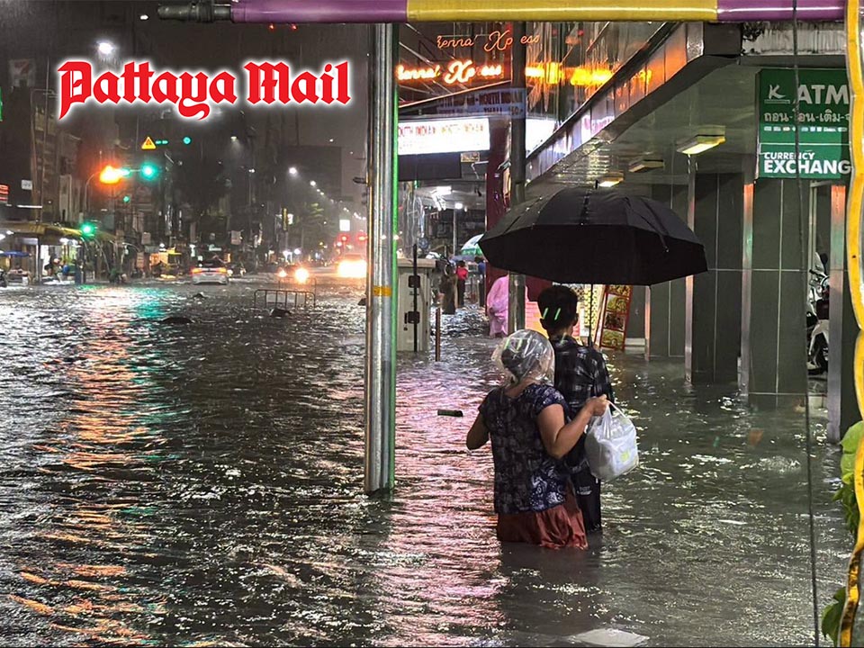 Pattaya’s Central Road swamped by overnight storm