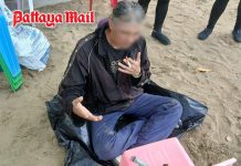 Pattaya officials take man for medical assessment after beach threats