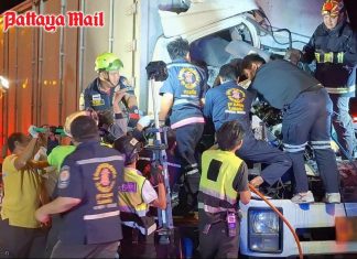 Two trapped in mangled six-wheel truck after violent intersection crash