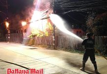 Early morning fire hits power lines near Sukhumvit 85 in Pattaya