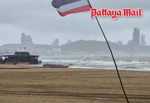 Pattaya skies stay cloudy while fierce winds batter the beach