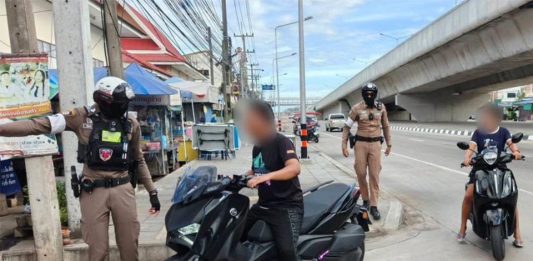 Sattahip police hunt wrong-way drivers and noisy motorcycles
