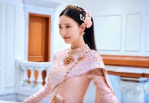 Clara Lee wears Thai Siwalai attire at Bangkok textile museum