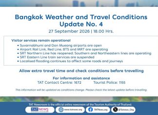 TAT updates Bangkok travel advice amid flooding and transport disruptions