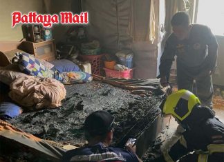 Woman flees for her life after fire erupts in Pattaya room