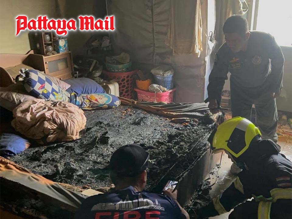 Woman flees for her life after fire erupts in Pattaya room