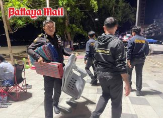 Jomtien Beach is for everyone, but renting out mats and chairs is off-limits