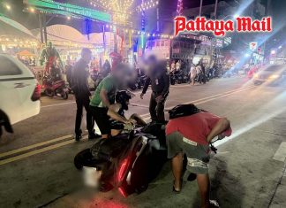 Motorcycle rider injured after collision with pedestrian on Jomtien Beach Road