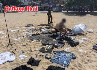 Pattaya officials tell foreign content creator to clear clothes and props from beach