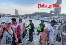 Calmer seas bring no break for Pattaya Tourist Police at Bali Hai Pier