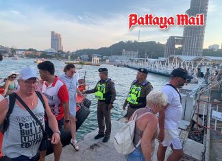 Calmer seas bring no break for Pattaya Tourist Police at Bali Hai Pier