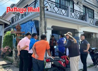 Pattaya councilors investigate construction encroachment complaint behind temple