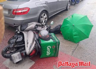 Grab food delivery rider injured in collision on Pattaya Third Road
