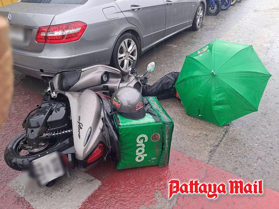 Grab food delivery rider injured in collision on Pattaya Third Road