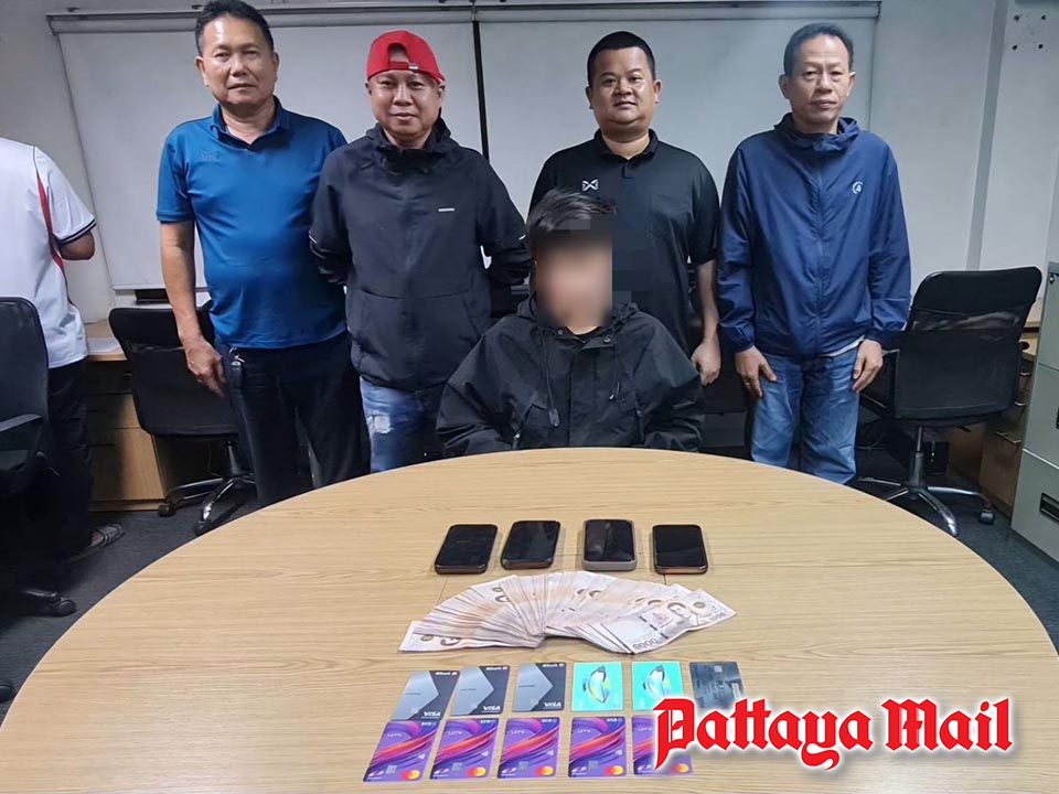 Pattaya police arrest 25-year-old with nine bank cards and 90,000 baht