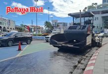 North Pattaya road resurfacing at Dolphin Roundabout