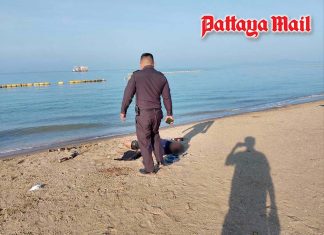 Jomtien beach officials wake heavily intoxicated man sleeping until morning