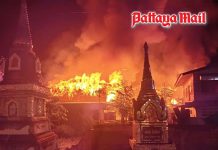 Fire destroys 10 homes in Buriram community beside famous temple