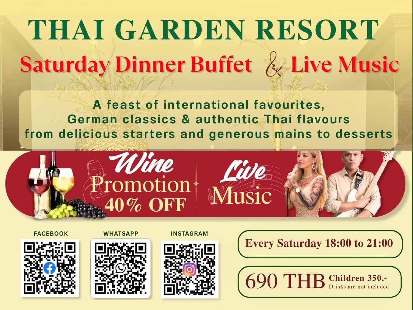 German, Thai and International buffet this Saturday at Thai Garden Resort Pattaya