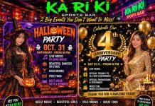 Two big nights at Ka Ri Ki Sportsbar: Halloween Party on 31 October and 4th Anniversary on 21 November